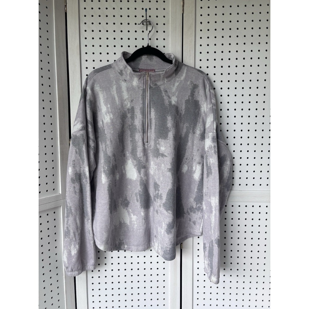 Brushed Brand 1/4 Zip Pullover Sweatshirt Womens XXL Purple White Gray